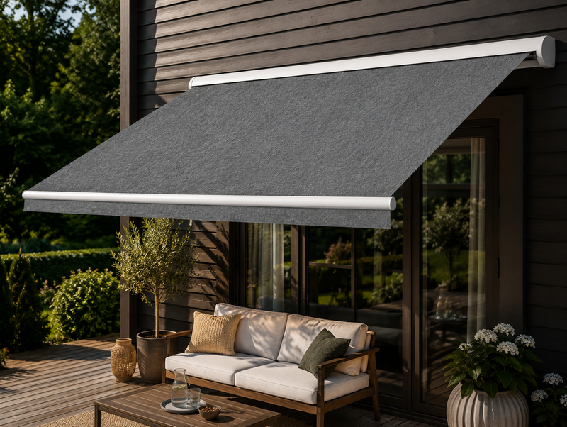 Standard terrassemarkise – Tåkeblå